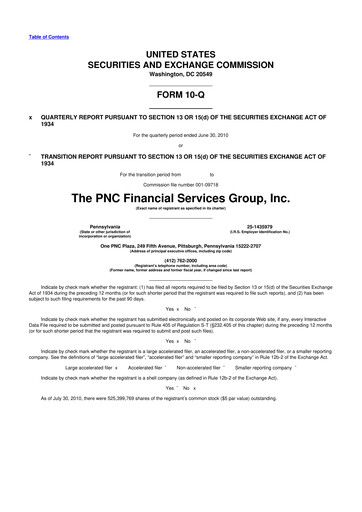 Thumbnail PNC Financial Services 10-Q Quarterly Report FY2010 