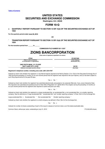 Thumbnail Zions Bancorporation
 10-Q Quarterly Report FY2010 