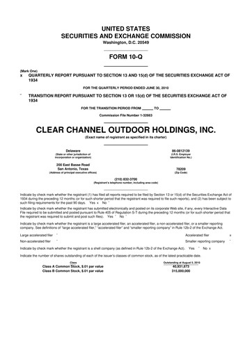 Thumbnail Clear Channel Outdoor
 10-Q Quarterly Report FY 
