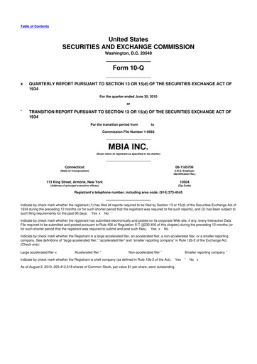 Thumbnail MBIA 10-Q Quarterly Report FY2010 