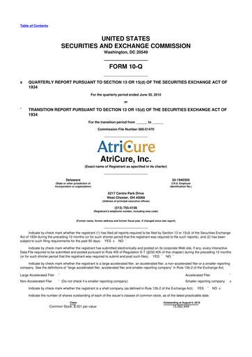 Miniature AtriCure 10-Q Rapport trimestriel  