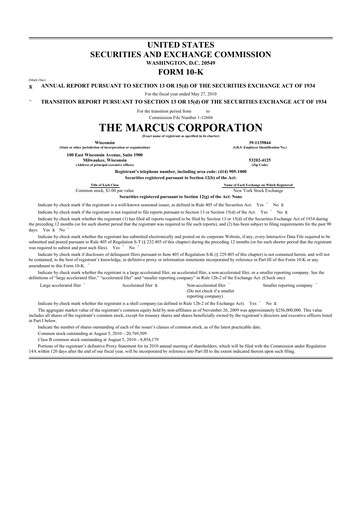 Vorschaubild Marcus Corporation
 10-K Jahresbericht 