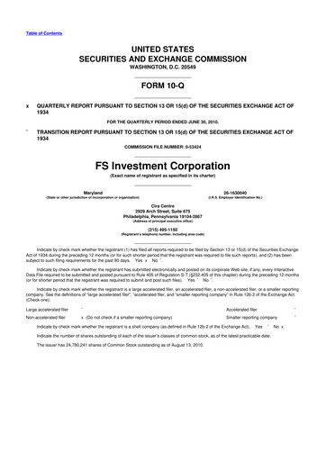 Thumbnail FS KKR Capital
 10-Q Quarterly Report FY 