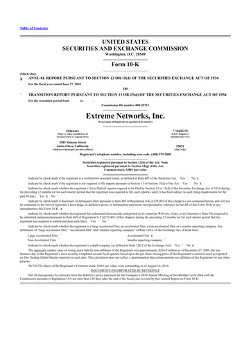 Thumbnail Extreme Networks
 10-K Annual Report 