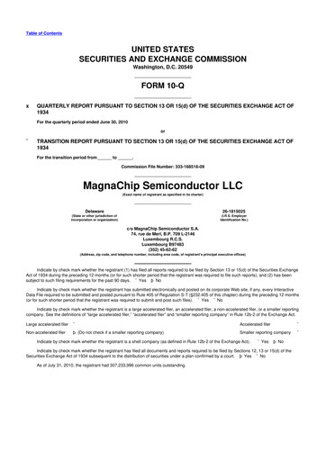 Miniature Magnachip Semiconductor 10-Q Rapport trimestriel  