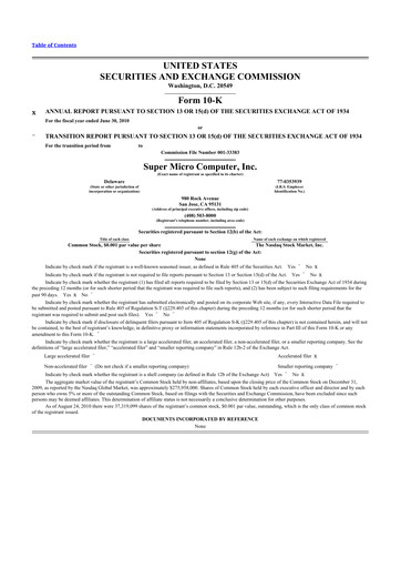 Thumbnail Supermicro 10-K Annual Report 