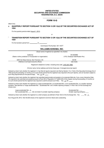 Thumbnail Williams-Sonoma 10-Q Quarterly Report FY2010 