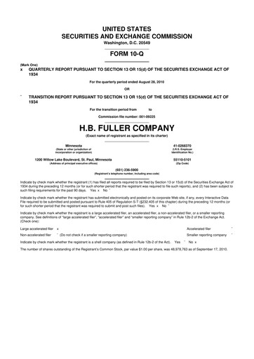 Thumbnail H.B. Fuller
 10-Q Quarterly Report FY 