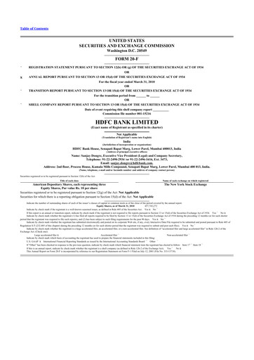 Miniature HDFC Bank 20-F Rapport annuel 2010