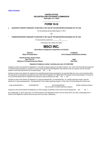 Thumbnail MSCI 10-Q Quarterly Report FY2010 