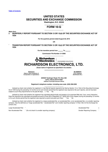 Thumbnail Richardson Electronics 10-Q Quarterly Report FY 