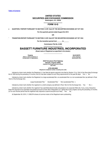 Thumbnail Bassett Furniture 10-Q Quarterly Report FY 