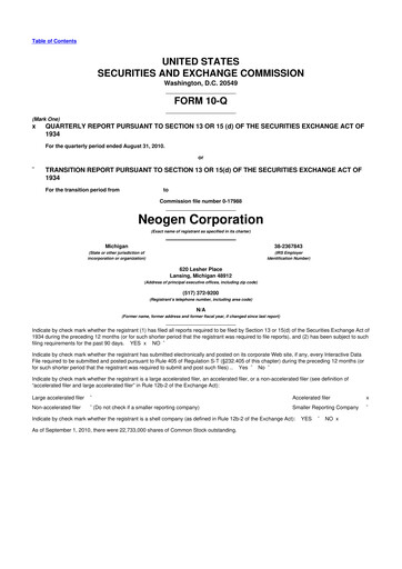 Thumbnail Neogen 10-Q Quarterly Report FY 