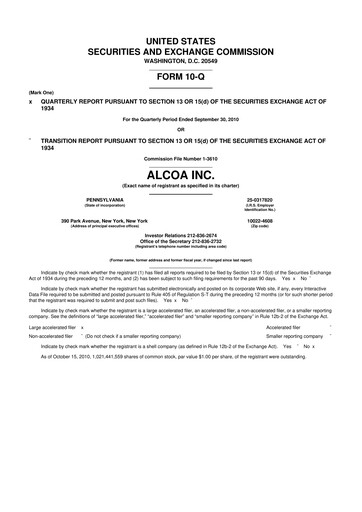 Thumbnail Howmet Aerospace
 10-Q Quarterly Report FY2010 