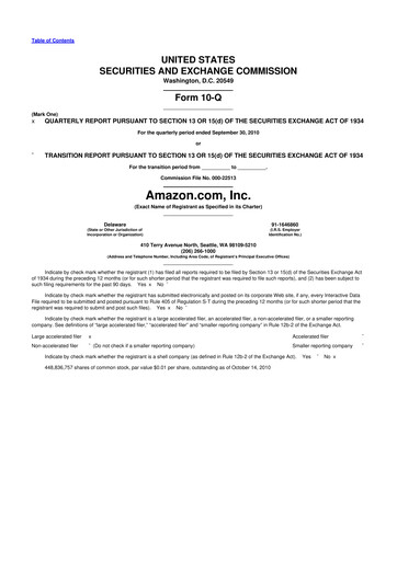 Thumbnail Amazon 10-Q Quarterly Report FY2010 