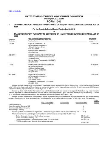 Thumbnail Exelon Corporation 10-Q Quarterly Report FY2010 