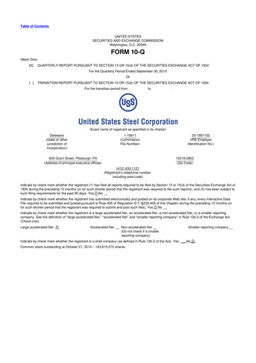 Thumbnail U.S. Steel
 10-Q Quarterly Report FY2010 