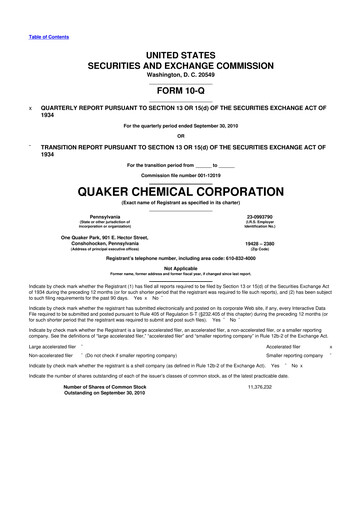 Thumbnail Quaker Houghton 10-Q Quarterly Report FY 