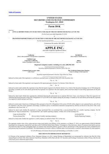 Thumbnail Apple 10-K Annual Report 2010