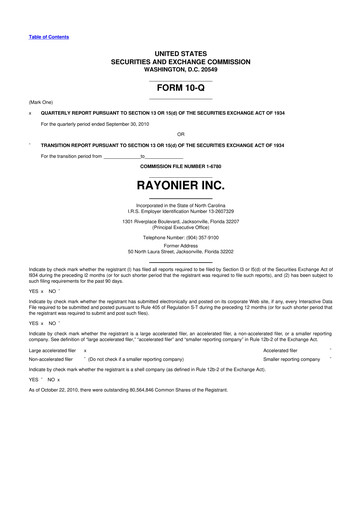 Thumbnail Rayonier 10-Q Quarterly Report FY 