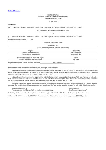 Vorschaubild Altria Group 10-Q Quartalsbericht 2010 