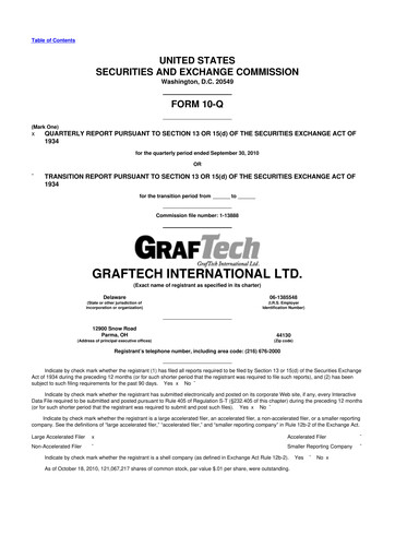 Miniature GrafTech 10-Q Rapport trimestriel 2010 