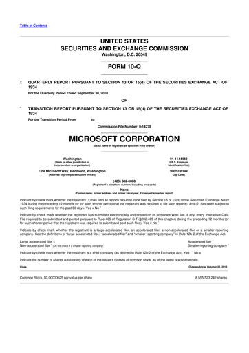 Thumbnail Microsoft 10-Q Quarterly Report FY2011 