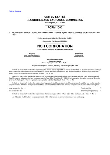 Thumbnail NCR Voyix Corporation 10-Q Quarterly Report FY2010 