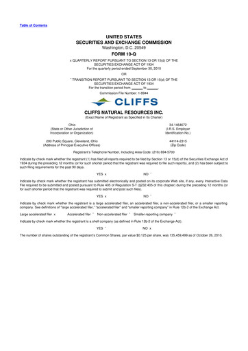 Thumbnail Cleveland-Cliffs 10-Q Quarterly Report FY2010 