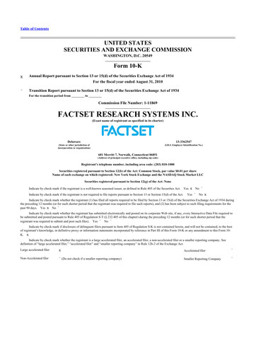 Thumbnail FactSet 10-K Annual Report 