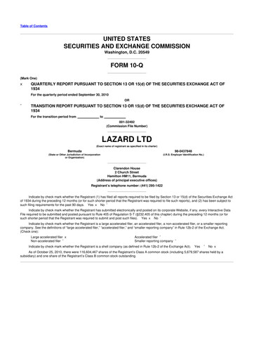 Thumbnail Lazard 10-Q Quarterly Report FY2010 