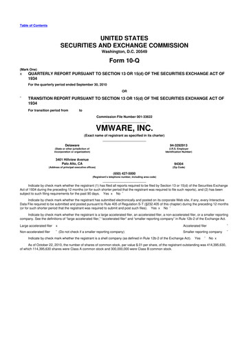Thumbnail Vmware 10-Q Quarterly Report FY2010 