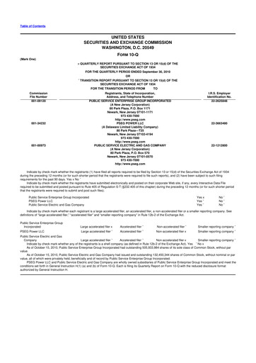 Thumbnail PSEG 10-Q Quarterly Report FY2010 
