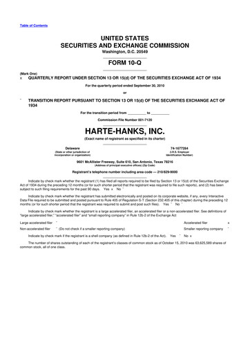 Miniature Harte Hanks 10-Q Rapport trimestriel  