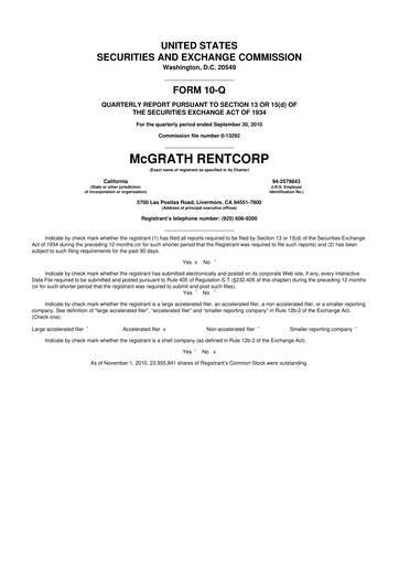 Miniature McGrath RentCorp
 10-Q Rapport trimestriel  