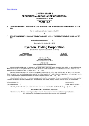 Thumbnail Ryerson 10-Q Quarterly Report FY 