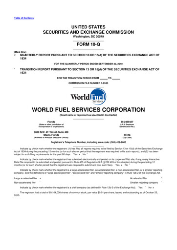 Thumbnail World Kinect 10-Q Quarterly Report FY2010 