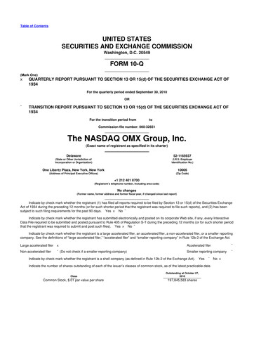 Thumbnail Nasdaq 10-Q Quarterly Report FY2010 