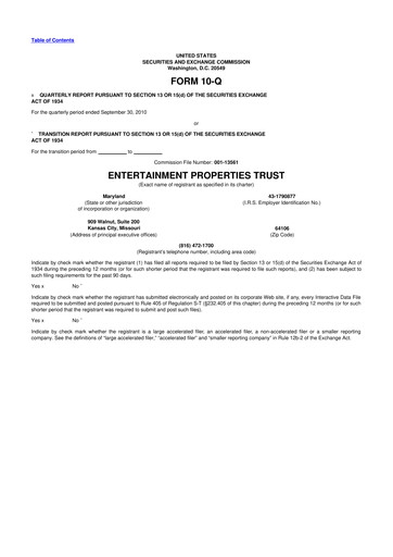 Thumbnail EPR Properties
 10-Q Quarterly Report FY2010 