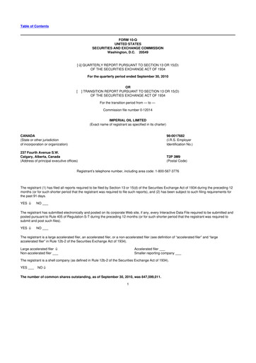 Vorschaubild Imperial Oil
 10-Q Quartalsbericht 2010 