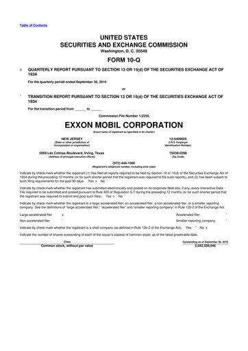 Thumbnail Exxon Mobil 10-Q Quarterly Report FY2010 