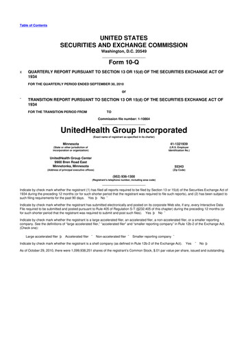 Thumbnail UnitedHealth 10-Q Quarterly Report FY2010 