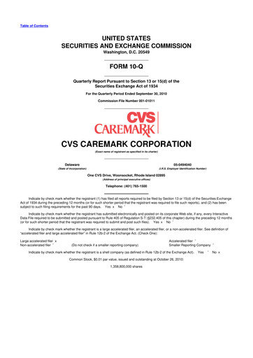 Thumbnail CVS Health 10-Q Quarterly Report FY2010 