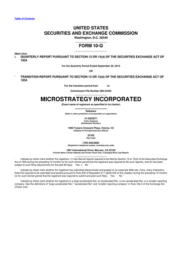 Thumbnail Strategy 
 (MicroStrategy) 10-Q Quarterly Report FY 