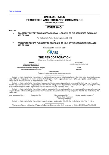 Thumbnail AES 10-Q Quarterly Report FY2010 