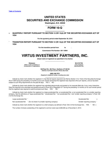 Thumbnail Virtus Investment Partners 10-Q Quarterly Report FY 