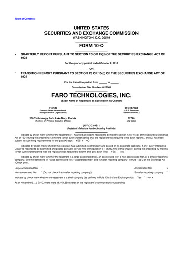 Thumbnail Faro Technologies
 10-Q Quarterly Report FY 