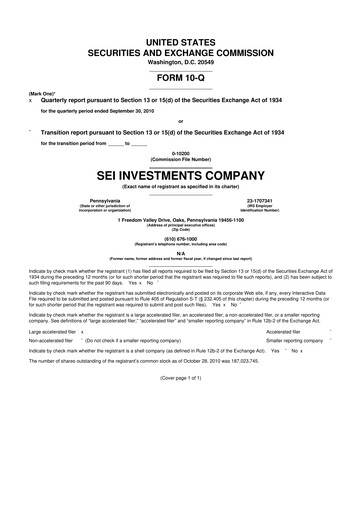 Thumbnail SEI Investments 10-Q Quarterly Report FY2010 