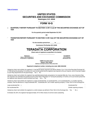 Thumbnail Teradata 10-Q Quarterly Report FY2010 