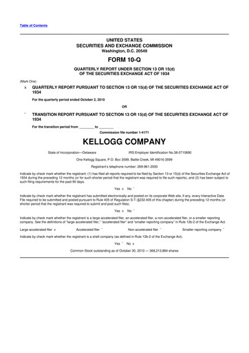 Thumbnail Kellanova 
 (Kellogg's) 10-Q Quarterly Report FY2010 